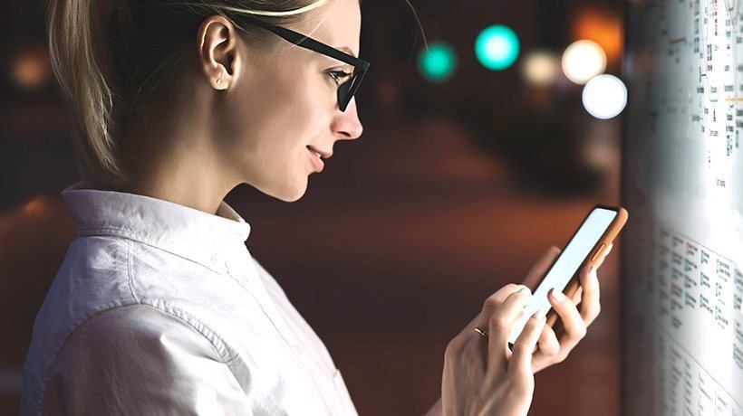 UK corporate team using mobile devices