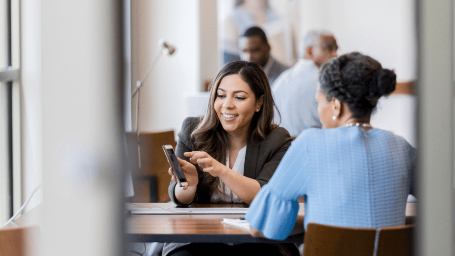 UK manager in video call accessing training
